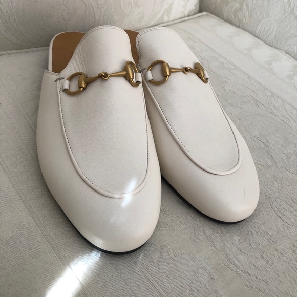 Gucci PRINCETOWN mules white soft leather slippers - Picture 6 of 9